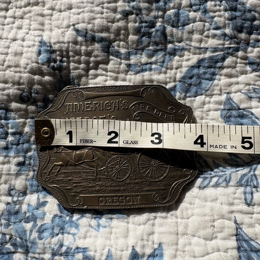 Vintage America's Heroes Oregon Fire Dept Plaque Bronze Belt Buckle
